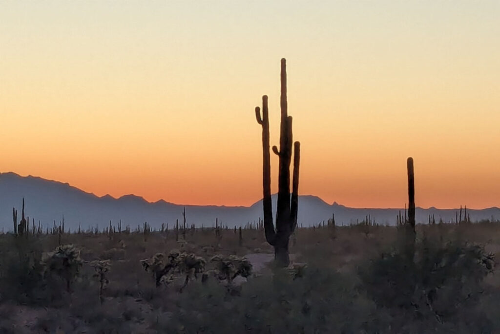 Sunset in the desert during a UTV tour